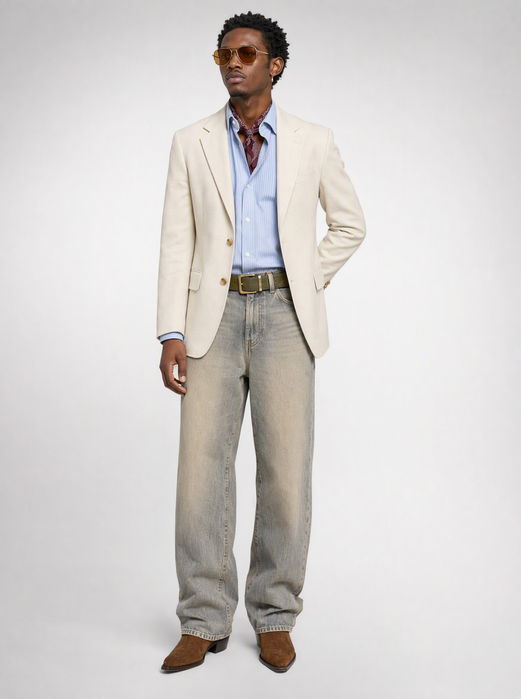 'Sand-dune' (Wash) Wide-Leg Jeans