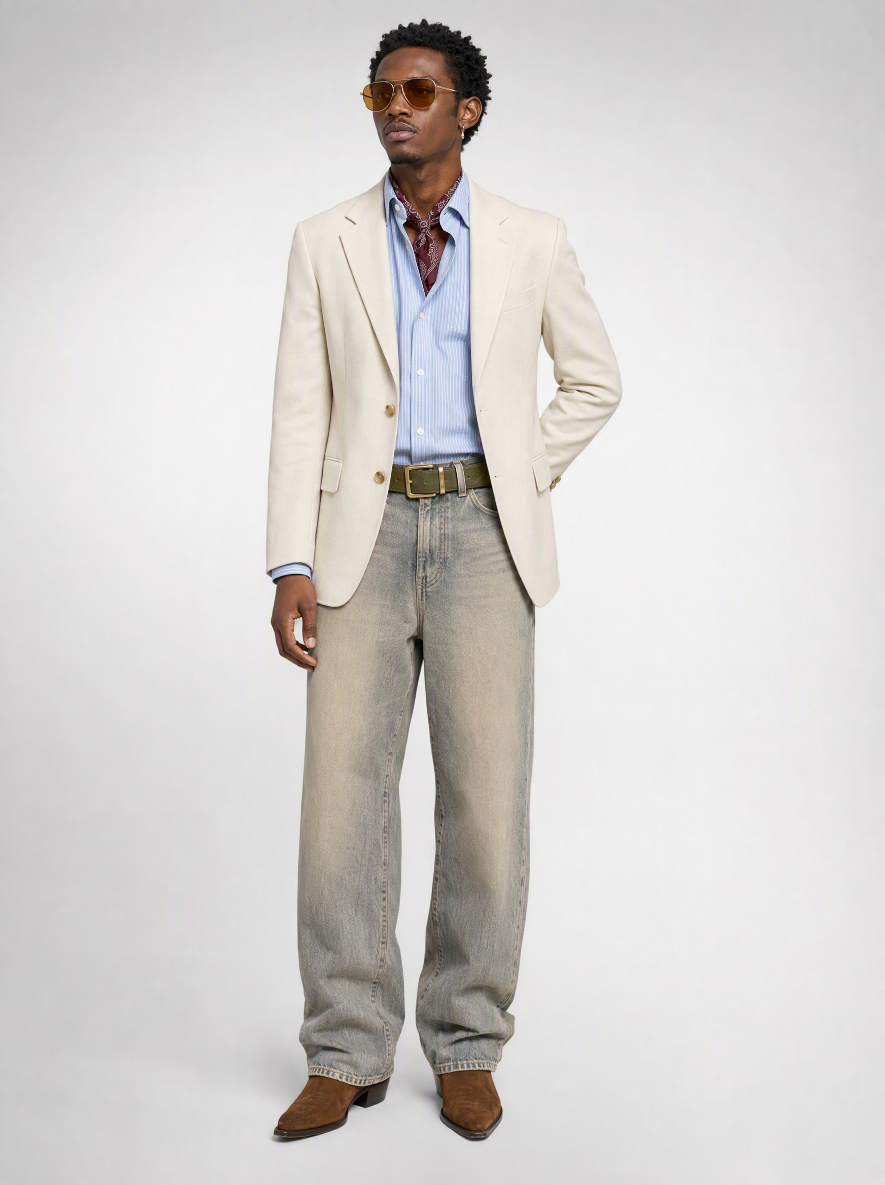 'Sand-dune' (Wash) Wide-Leg Jeans